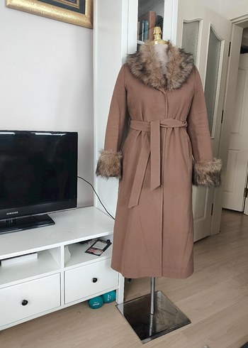 Olcay marka kahverengi Kemerli Kürklü Kaban - Görsel 2