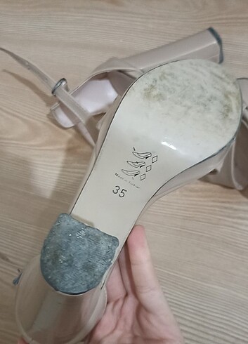 Krem topuklu ayakkabı - Görsel 3