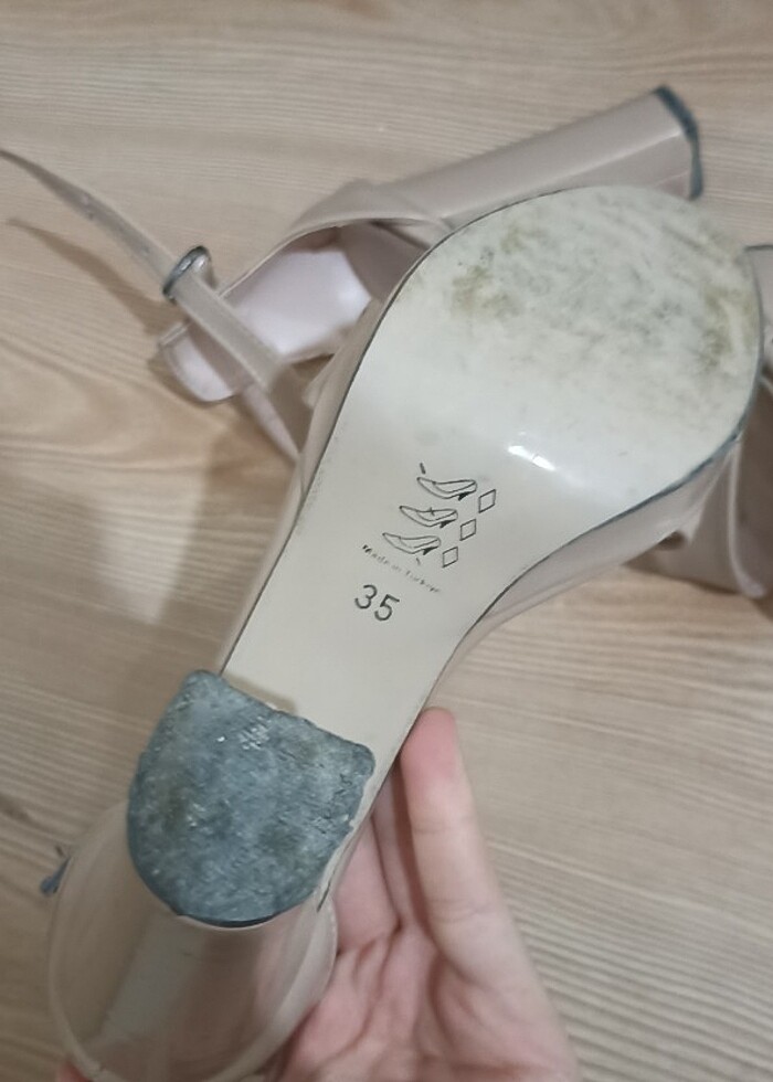 Krem topuklu ayakkabı - Görsel 3