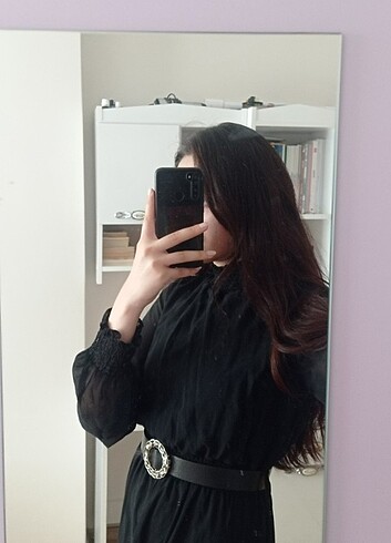 Siyah midi elbise  - Görsel 2