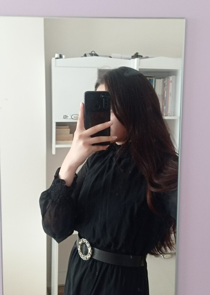 Siyah midi elbise  - Görsel 2