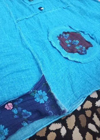 American Vintage Turkuaz Nakışlı Boncuklu Bohem Uzun Elbise