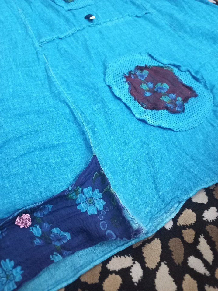 Turkuaz Nakışlı Boncuklu Bohem Uzun Elbise - Görsel 2