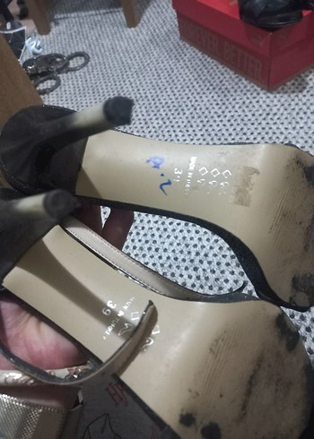 39 Beden Simli kadın topuklu ayakkabı ince topuk