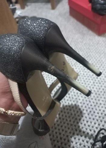 Simli kadın topuklu ayakkabı ince topuk - Görsel 5