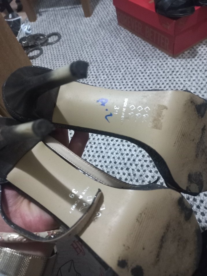 Simli kadın topuklu ayakkabı ince topuk - Görsel 3