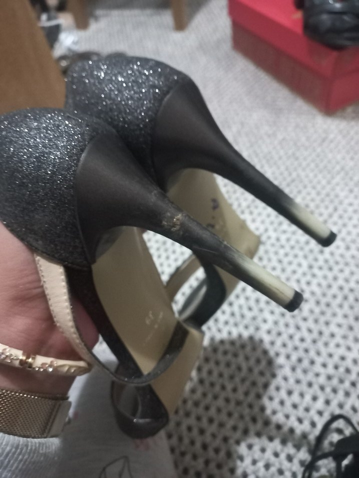 Simli kadın topuklu ayakkabı ince topuk - Görsel 5