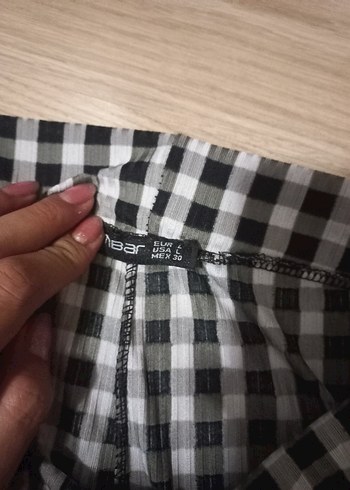 Kadın Siyah Beyaz Ekose Kumaş Pantolon - Görsel 3