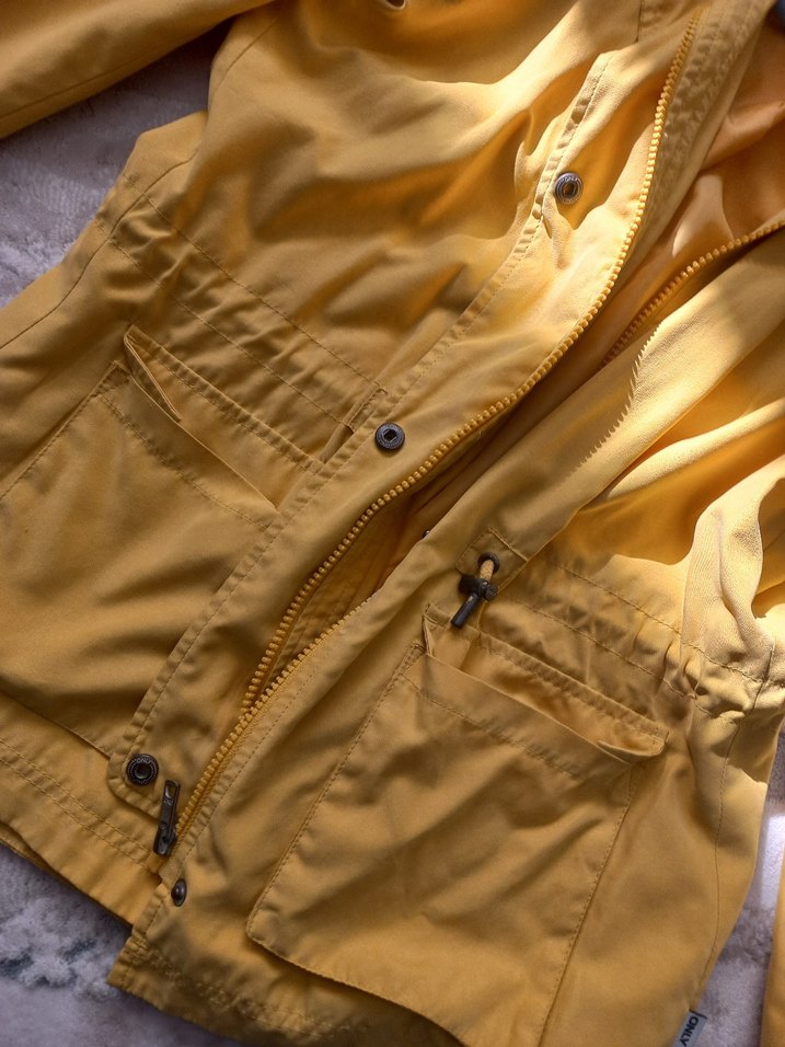 Sarı Düğmeli Midi Kadın Ceket Yağmurluk - Görsel 3