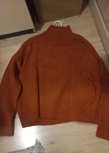 Kadın Kahverengi Triko Bisiklet Yaka Kazak - Görsel 2