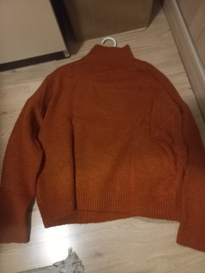 Kadın Kahverengi Triko Bisiklet Yaka Kazak - Görsel 2