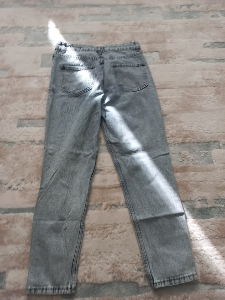 Gri Bol Kesim Midi Kadın Denim Pantolon - Görsel 4