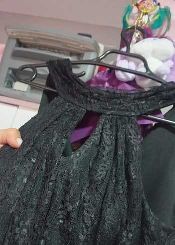 Dantel Detaylı Siyah Nişan Mezuniyet Elbisesi - Görsel 3