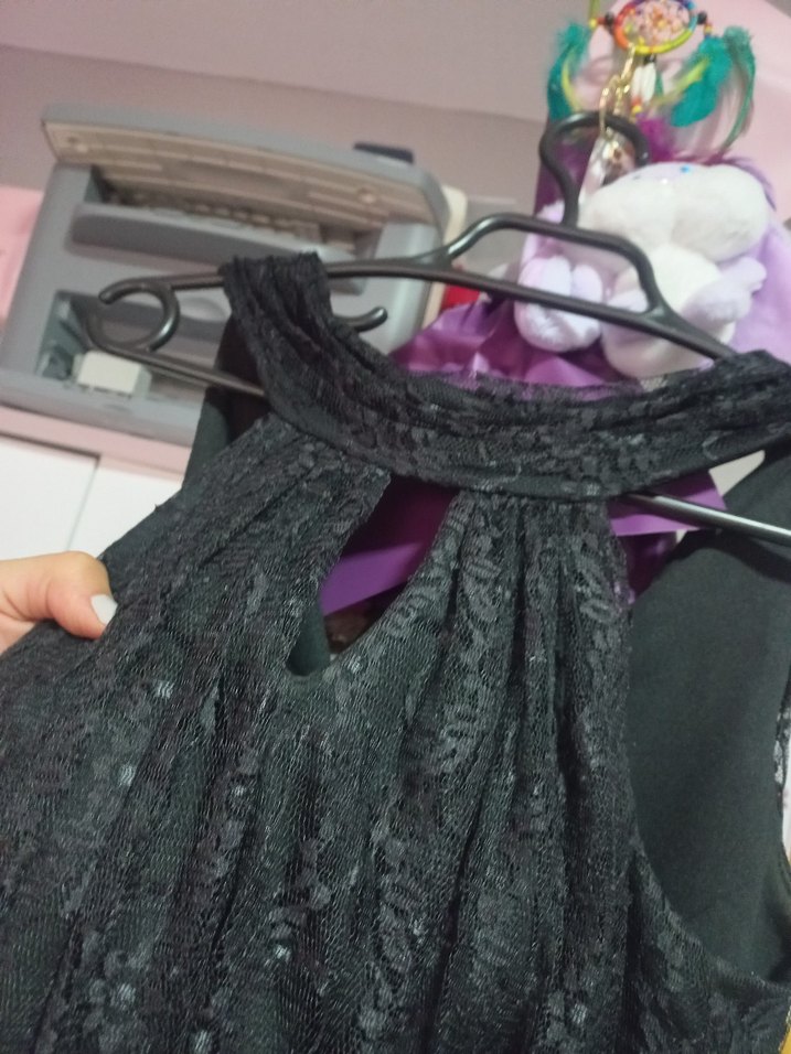 Dantel Detaylı Siyah Nişan Mezuniyet Elbisesi - Görsel 3