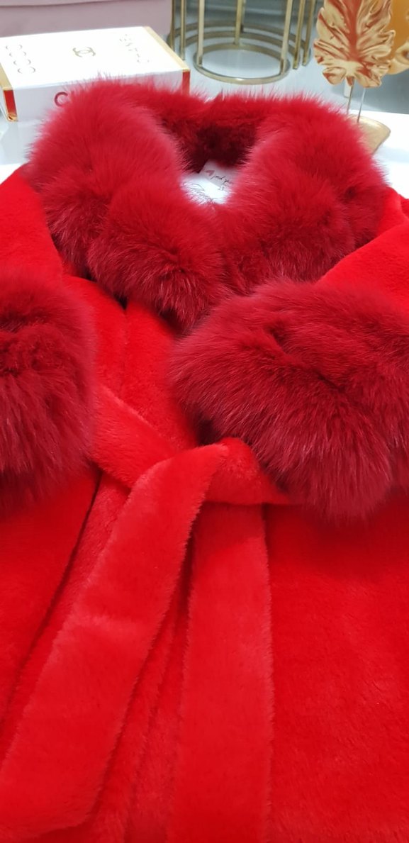 Kırmızı Kadın Kaban - Görsel 5