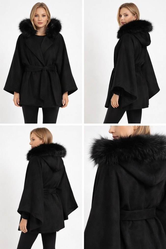 yün panço kaban - Görsel 2