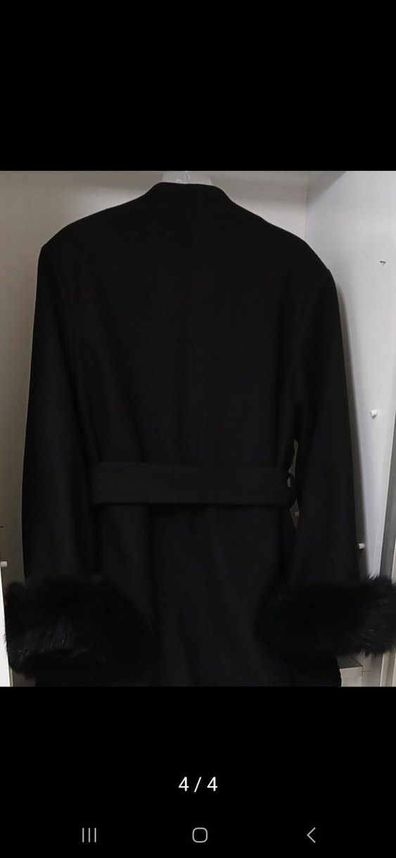 Kürklü Siyah Kadın Kaban - Görsel 2