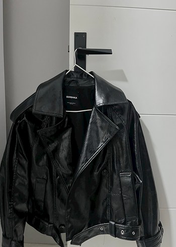 Siyah Deri Kemerli Kadın Ceket - Görsel 5