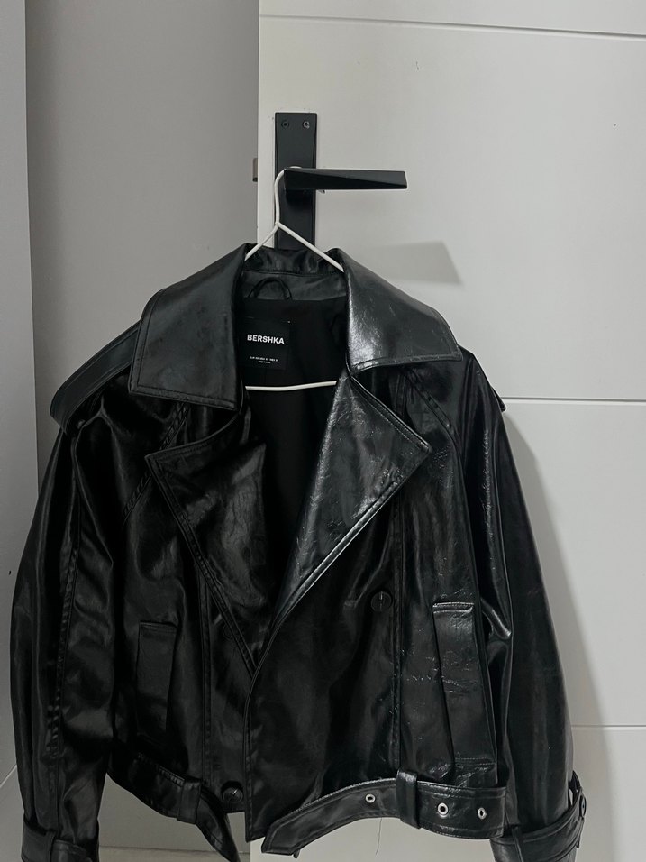 Siyah Deri Kemerli Kadın Ceket - Görsel 5