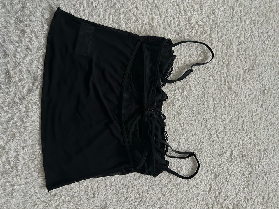 Dantel Detaylı Siyah Strappy Bustier - Görsel 2