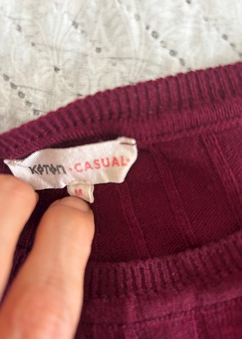 Bordo İnce Triko Midi Elbise - Görsel 3