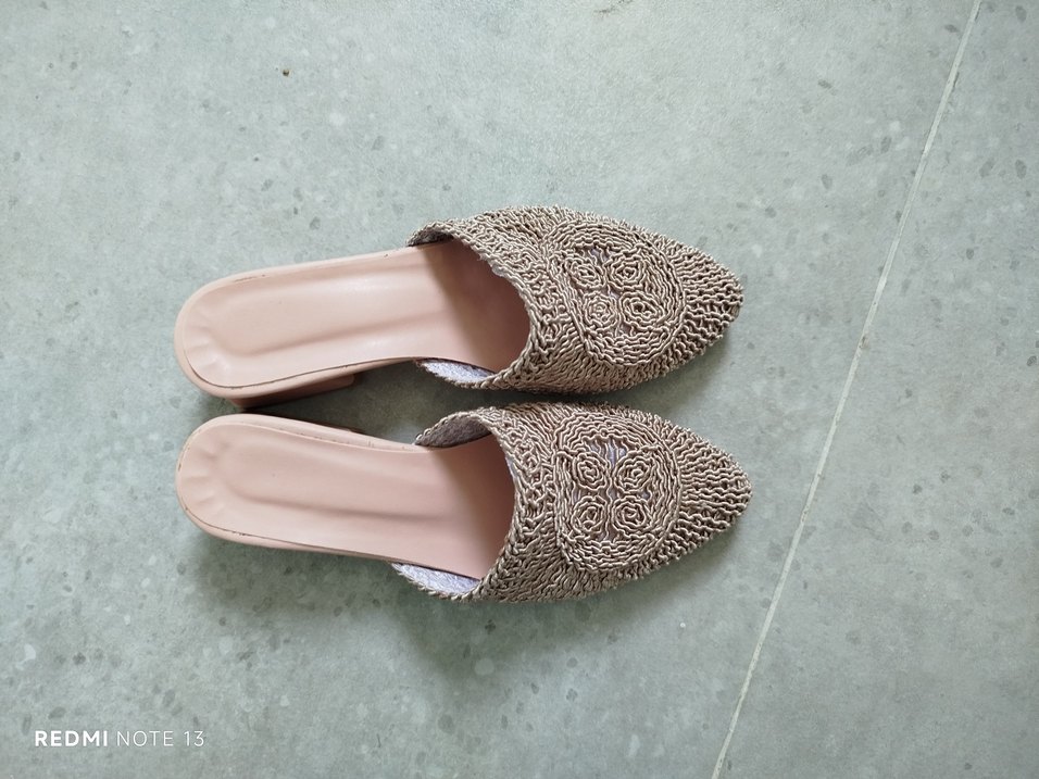 İşlemeli Dantel Detaylı Vizon Kadın Topuklu Terlik - Görsel 4