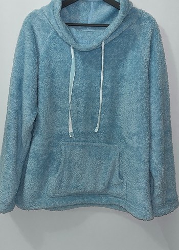 Mavi Yumuşak Dokulu Kadın Sweatshirt