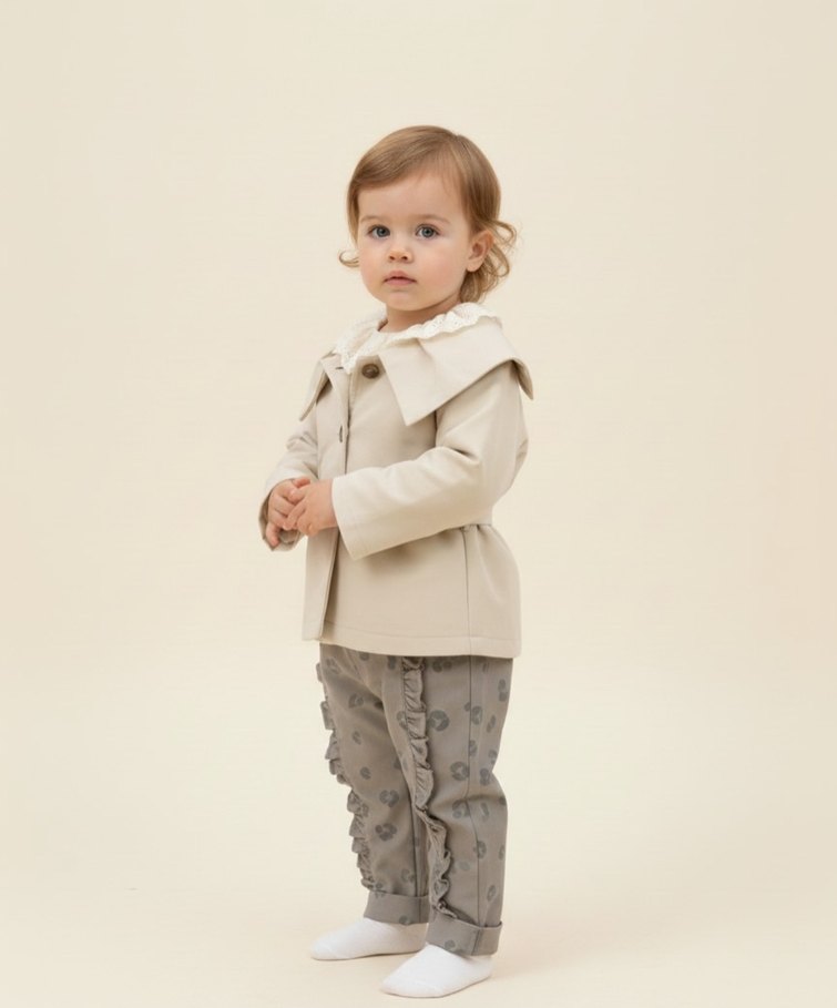 Üçlü kız bebek takımı trençkot - Görsel 2