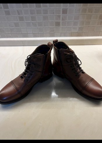 Kahverengi Deri Tokalı Biker Erkek Bot sıfır ürün - Görsel 4