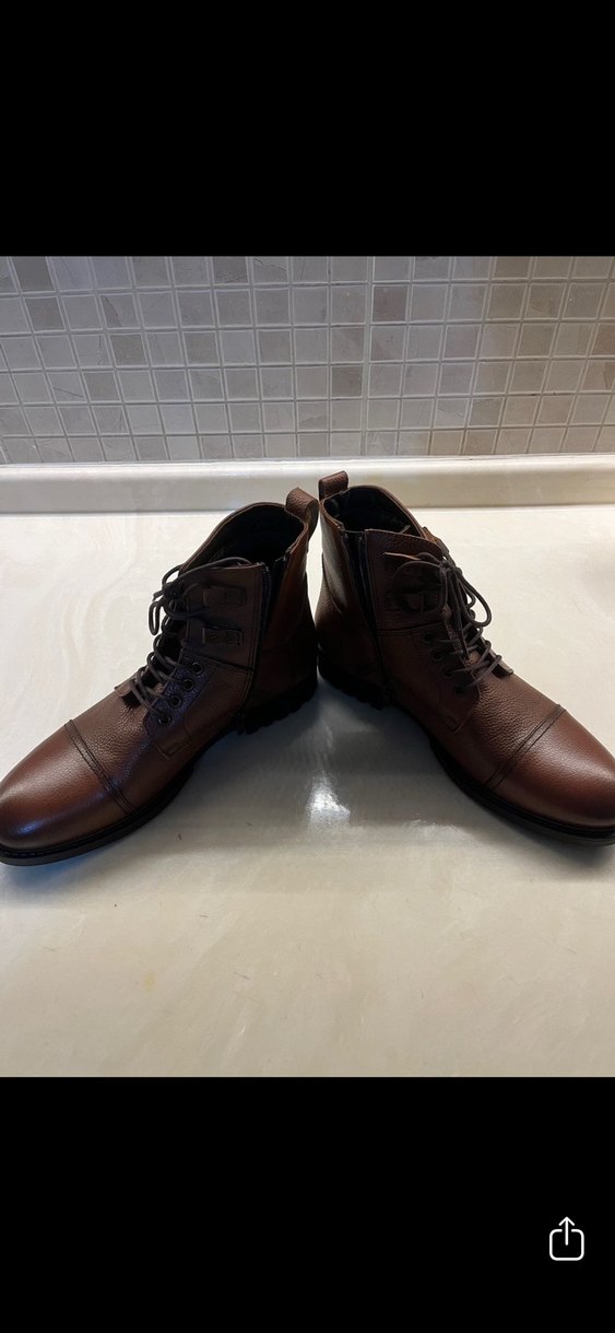 Kahverengi Deri Tokalı Biker Erkek Bot sıfır ürün - Görsel 4