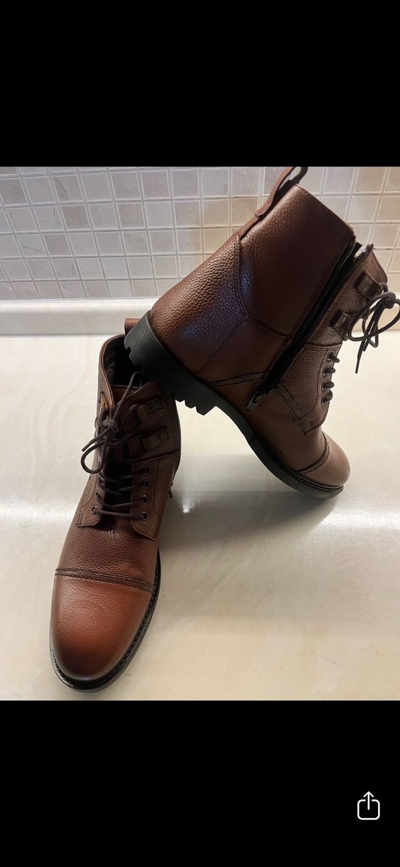 Kahverengi Deri Tokalı Biker Erkek Bot sıfır ürün - Görsel 2