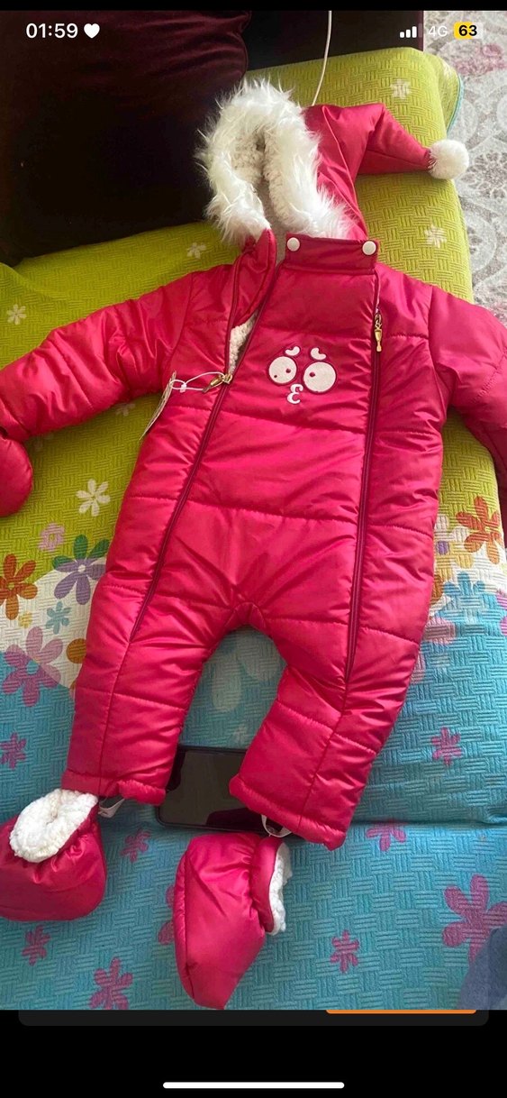 Pembe Kürklü Bebek Kış Tulumu - Görsel 4