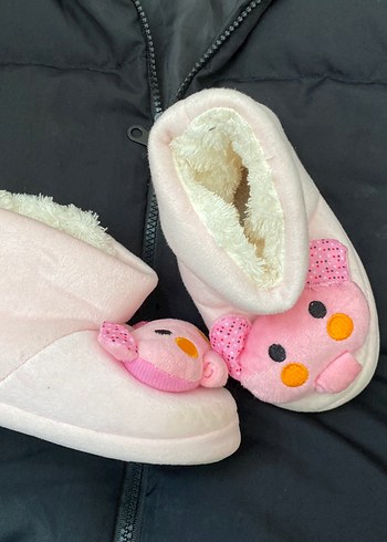 Kızlar için Pembe Kürklü Sıcak Ev Terliği - Görsel 3