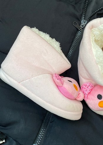 Kızlar için Pembe Kürklü Sıcak Ev Terliği - Görsel 2
