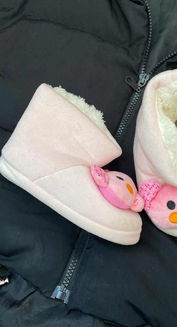 Kızlar için Pembe Kürklü Sıcak Ev Terliği - Görsel 2