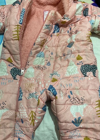 Kürklü, Bağlama Desenli Pembe Bebek Tulumu - Görsel 4