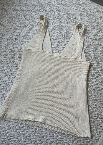 Bej Deri Mini Şort Triko Bluz - Görsel 6