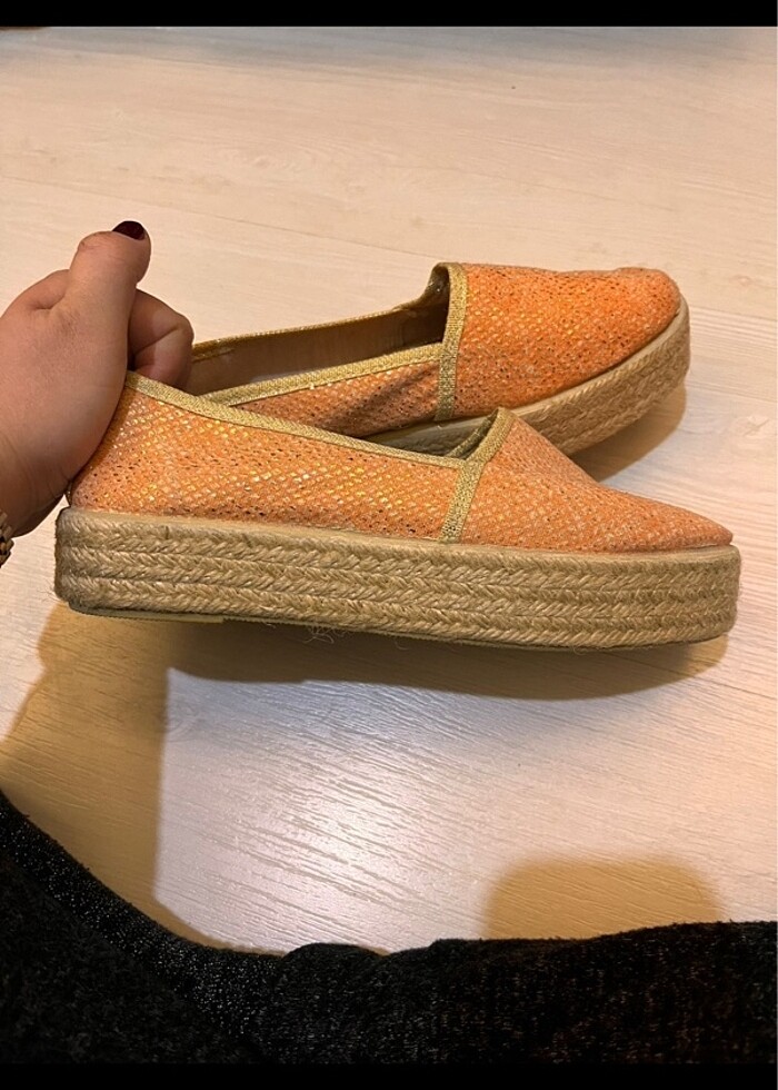 Kalın taban hasır ayakkabı - Görsel 2