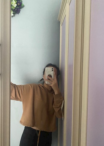 Zara Kahverengi Yüksek Yakalı Kadın Sweatshirt