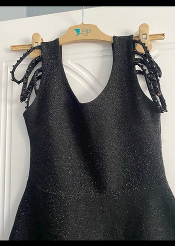 Siyah Örgü Mini Gotik Elbise - Görsel 2