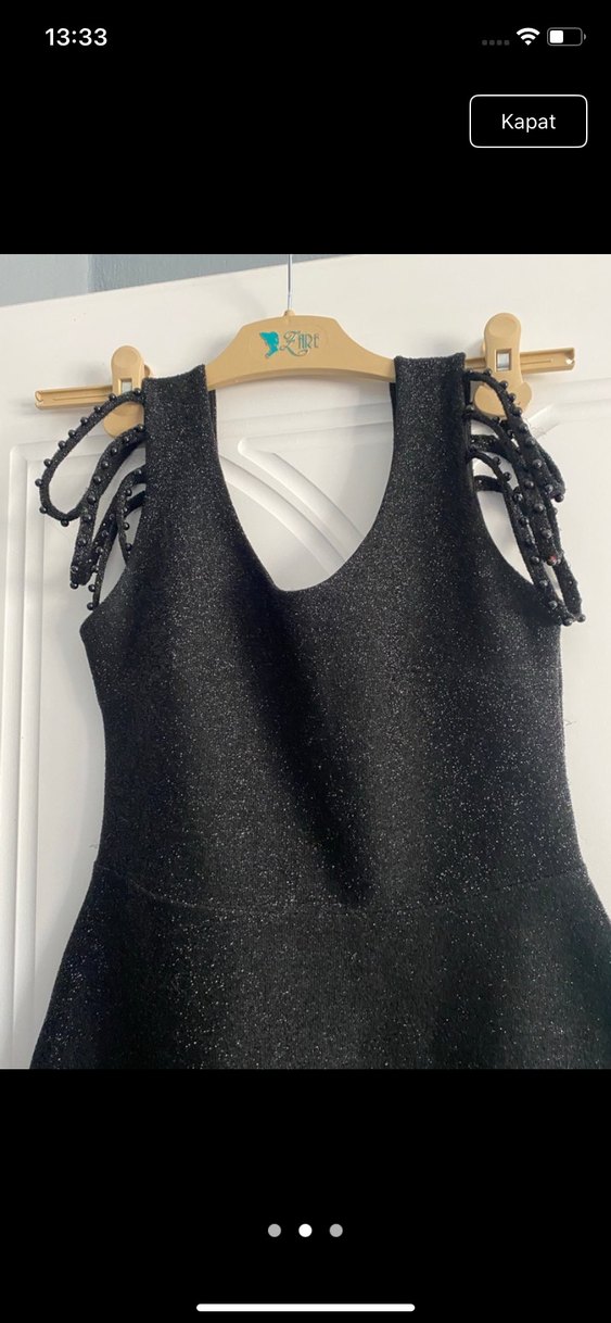 Siyah Örgü Mini Gotik Elbise - Görsel 2