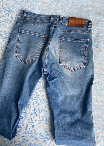 Düğmeli Mavi Bol Kesim Jean - Görsel 2