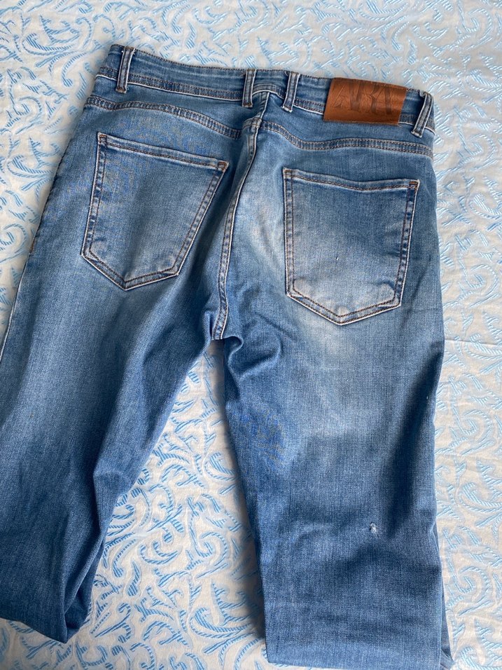 Düğmeli Mavi Bol Kesim Jean - Görsel 2