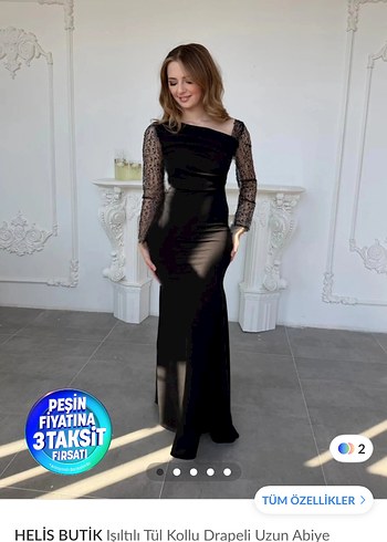 Bordo Uzun Kollu Dantel Detaylı Abiye - Görsel 4