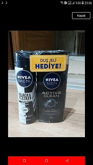 nivea men deodorant (duş jeli hediyeli) + rexona 35 ml cep boy d