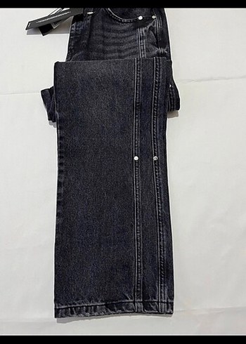 30 Beden Düğmeli Siyah Uzun Kadın Kot Pantolon