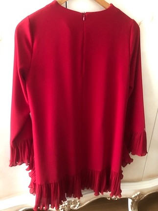 38 Beden bordo Renk Senna design bordo pile detaylı pantolon ve tunik takımı