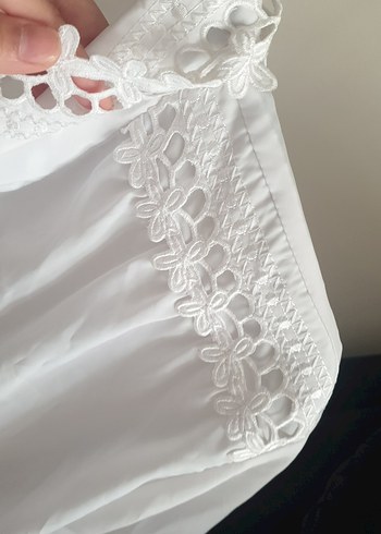 xl Beden Dantel Detaylı Beyaz kadın Gömlek