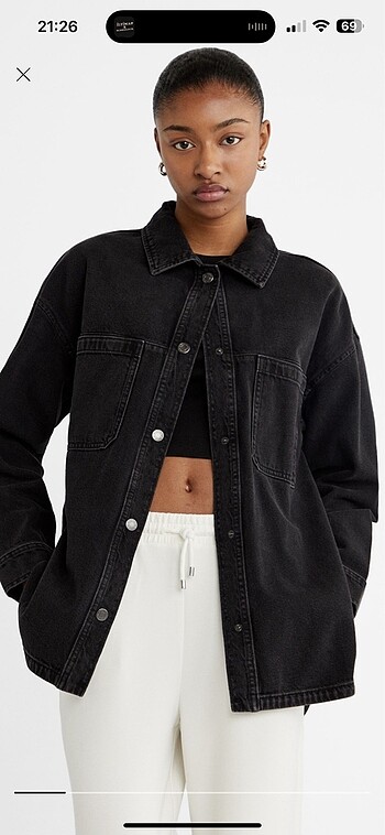 Oversize siyah denim ceket