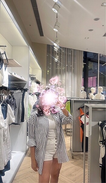 m Beden beyaz Renk H&M Oversize Poplin Gömlek